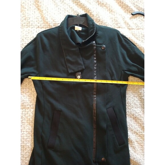 Cabi Turtleneck  Asymmetrical Zip Coat Sm Edgy Olive Green Y2K City - Picture 7 of 11